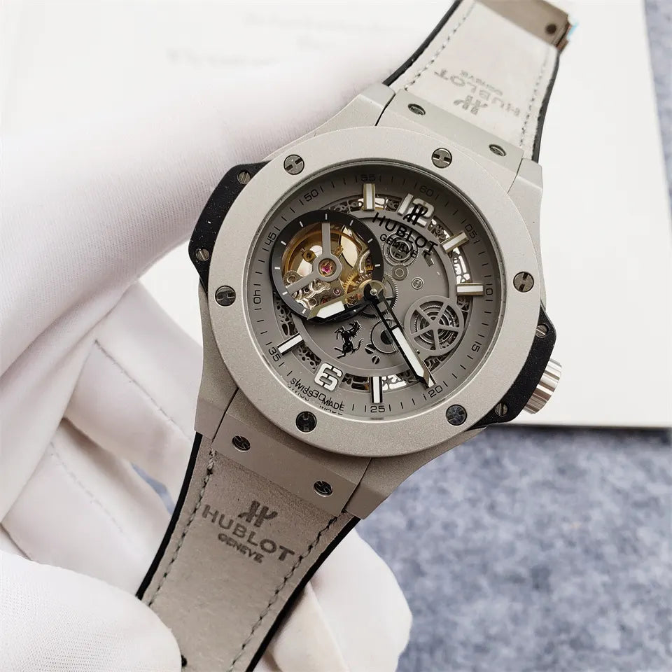 Hublot Titanium Skeleton Gray Leather - Hình 6