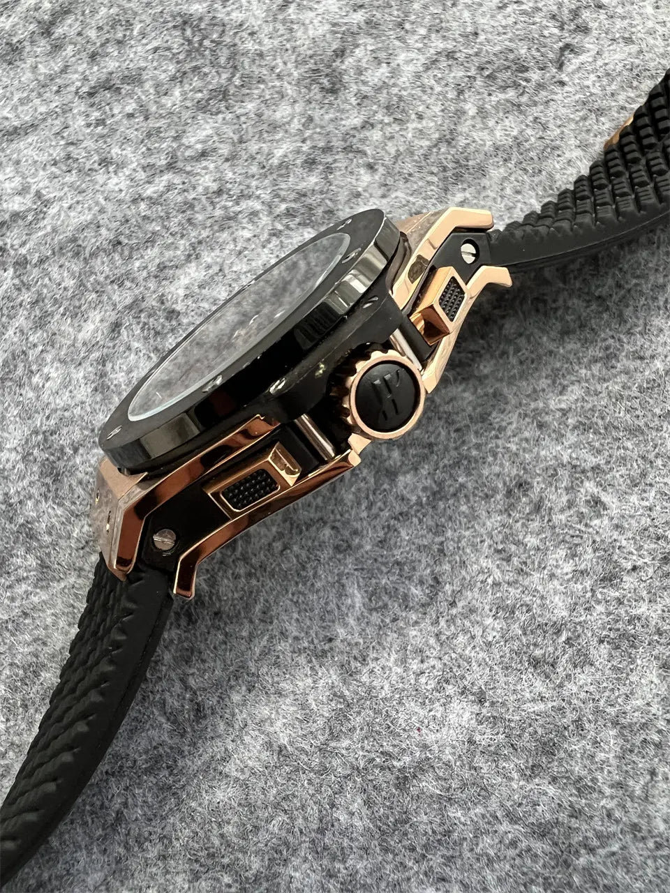black Hublot Rose Gold Rubber - Hình 5