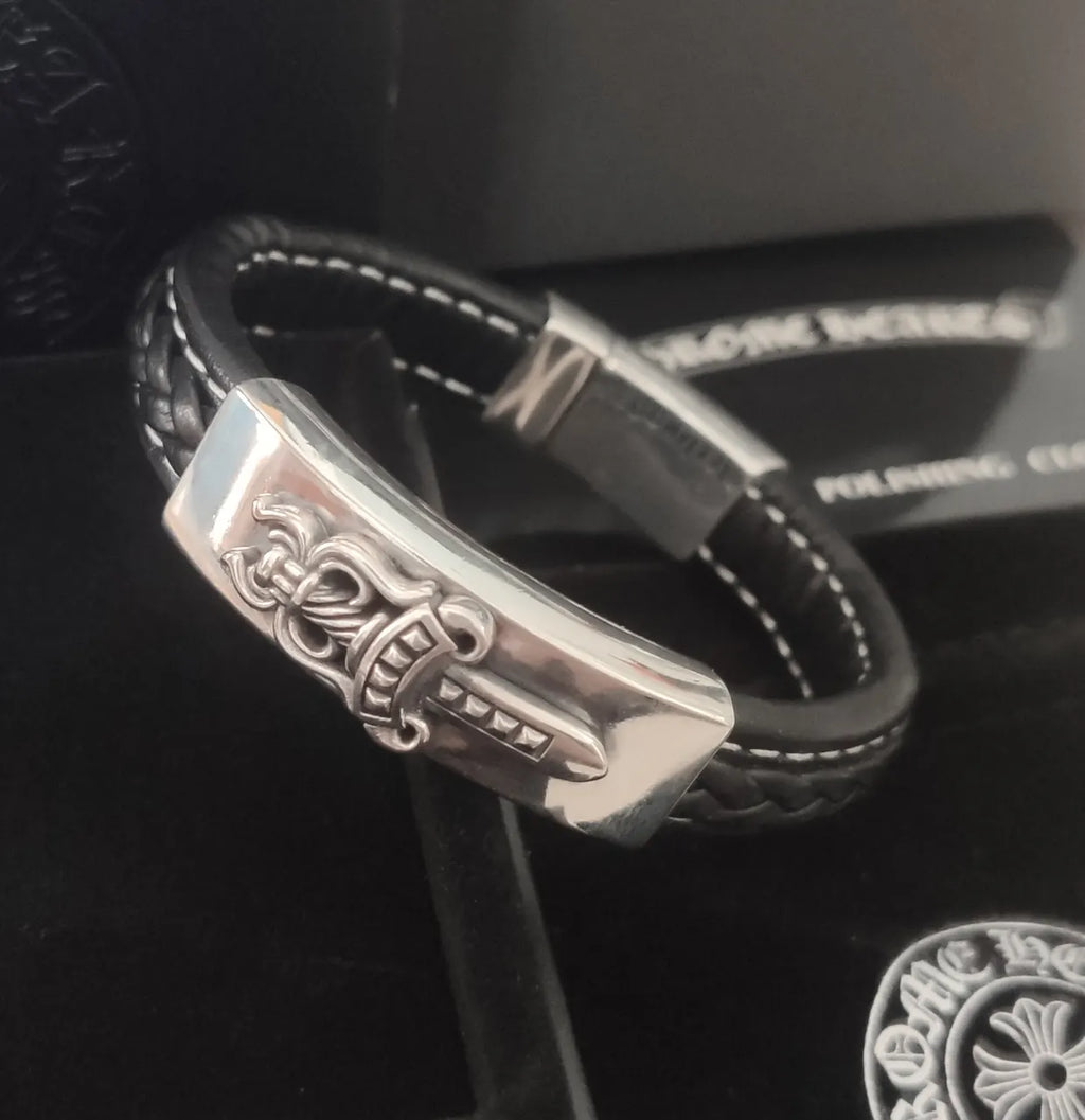 Chrome Hearts Style Leather Bracelet - Hình 7