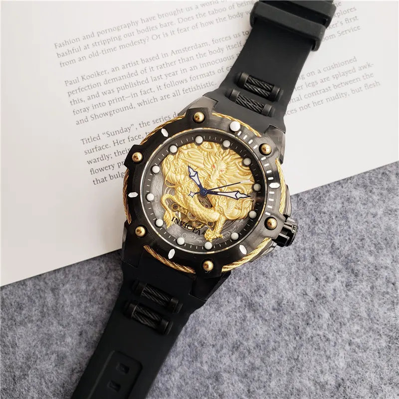 Invicta Dragon Black Rubber - Hình 2