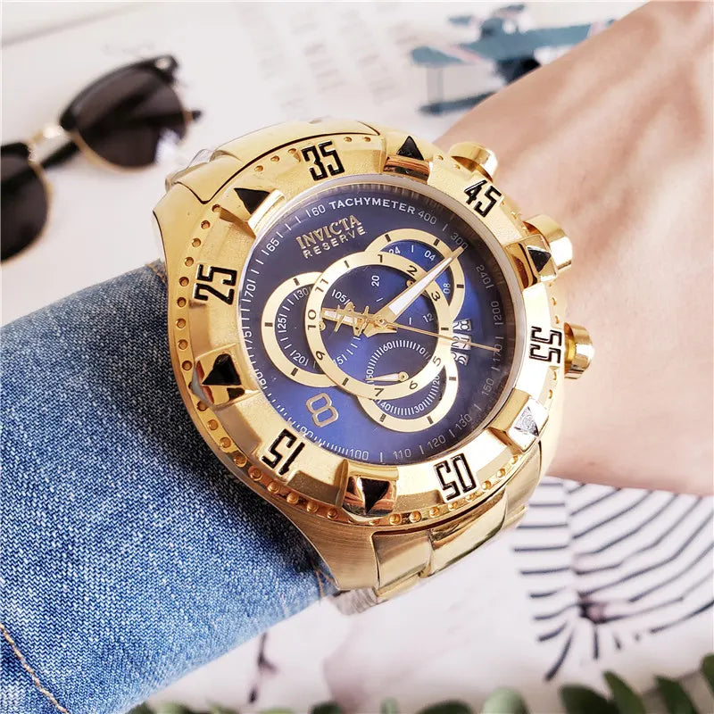 reserve Invicta Gold Blue Chronograph - Hình 2