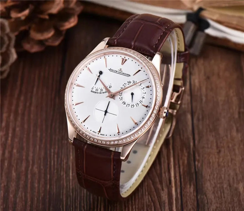 Jaeger-LeCoultre Rose Gold Brown Leather