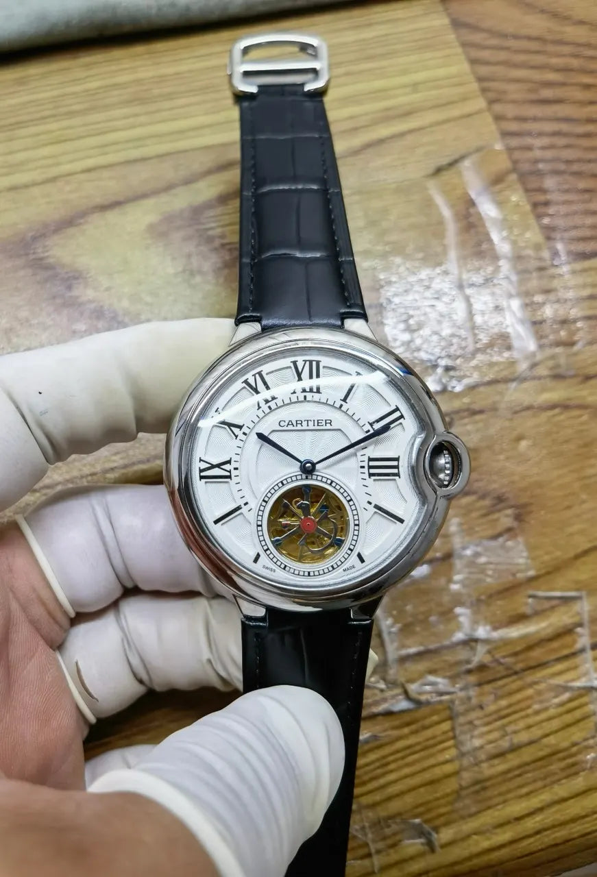 Cartier Diamond Bezel Black Strap - Hình 3