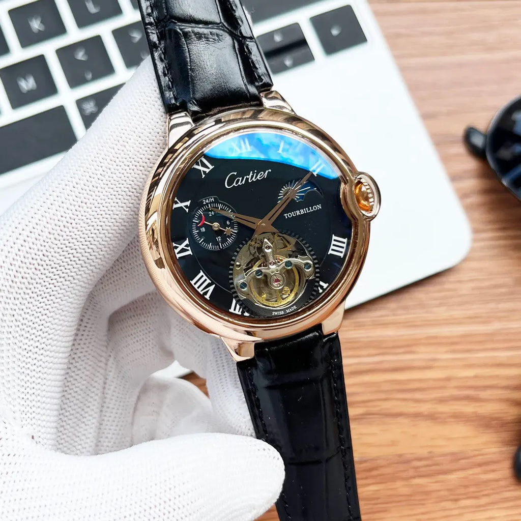Cartier Tourbillon Black Leather