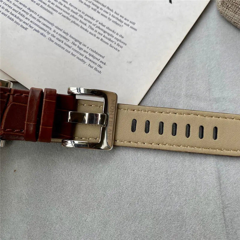 Montblanc Brown Leather Silver Dial - Hình 7