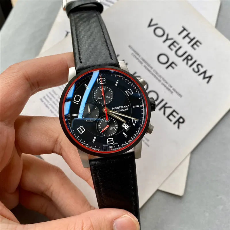red Montblanc Black Dial Chronograph