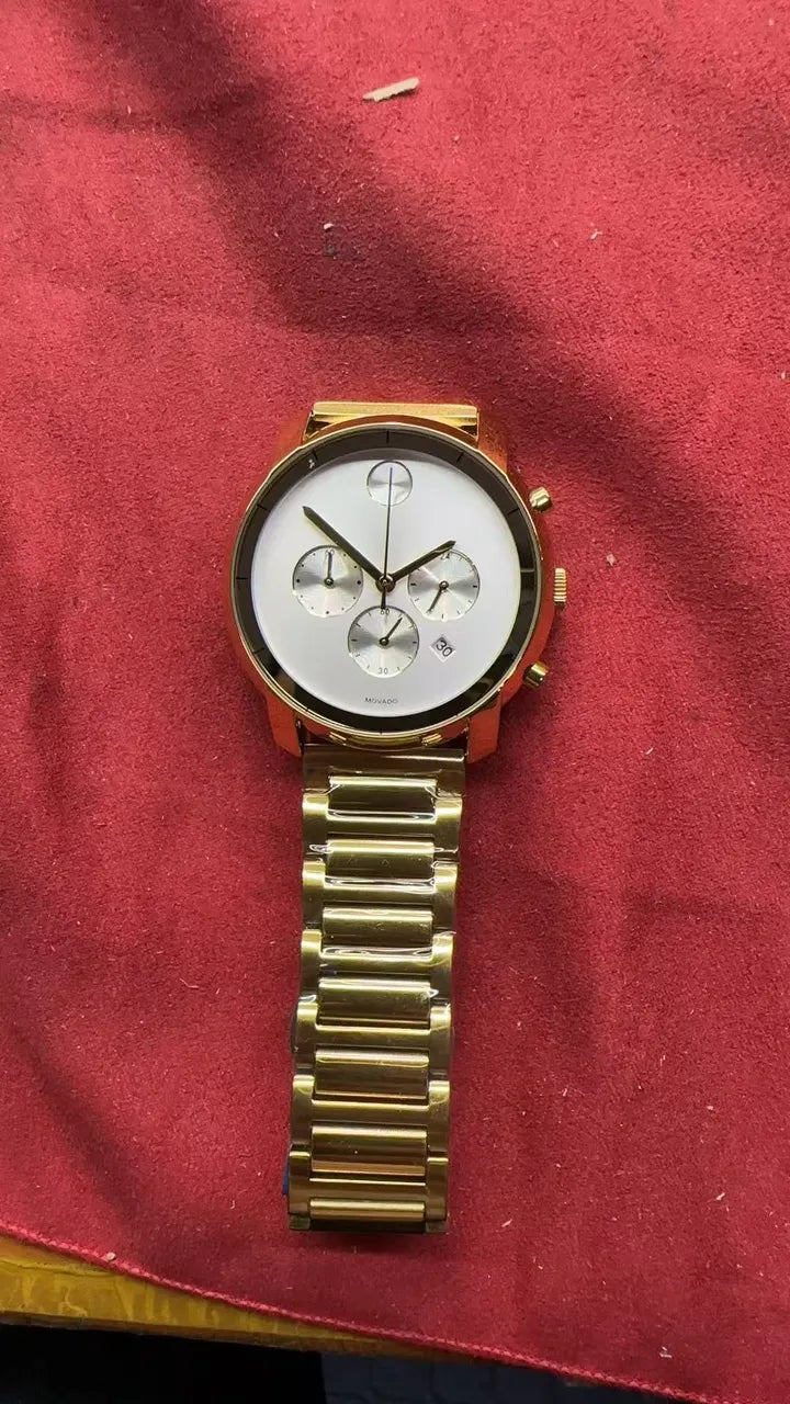 Movado Gold Chronograph White Dial