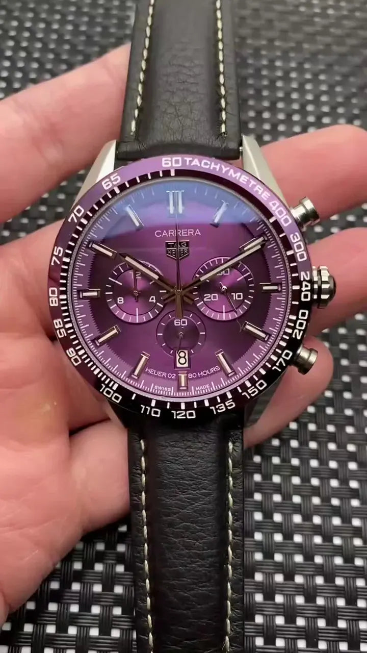 black Tag Heuer Carrera Purple Dial - Hình 4