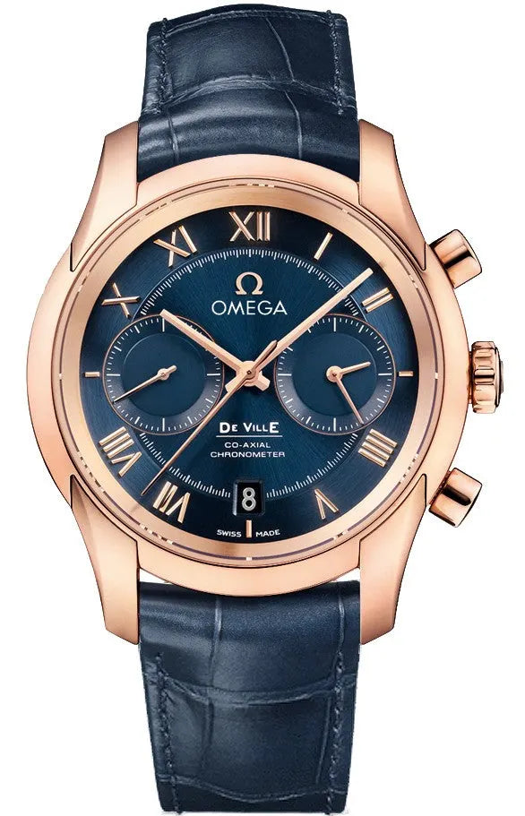 de Omega Blue Rose Gold Watch