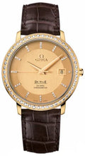 Omega Gold Diamond Leather Watch