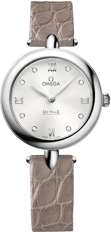 Omega De Ville Diamond Taupe Leather
