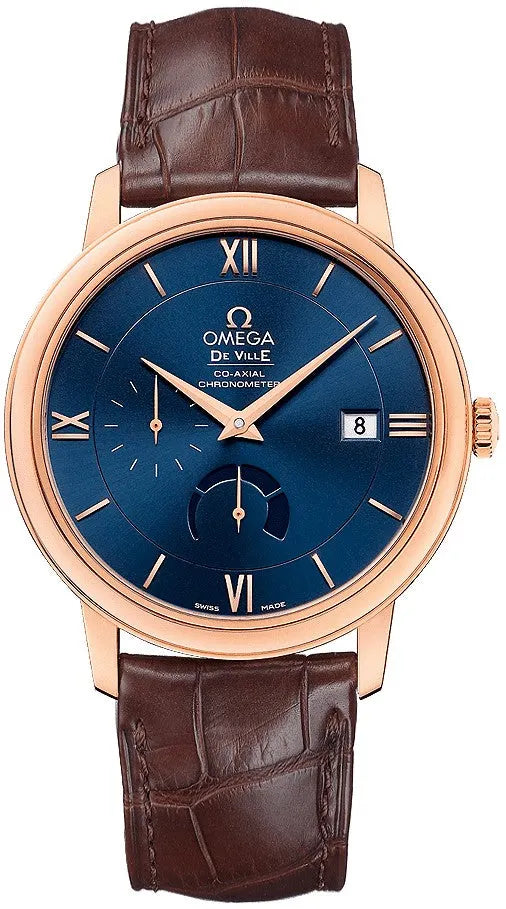 brown Omega De Ville Blue Dial