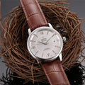 Omega Silver Diamond Leather Watch