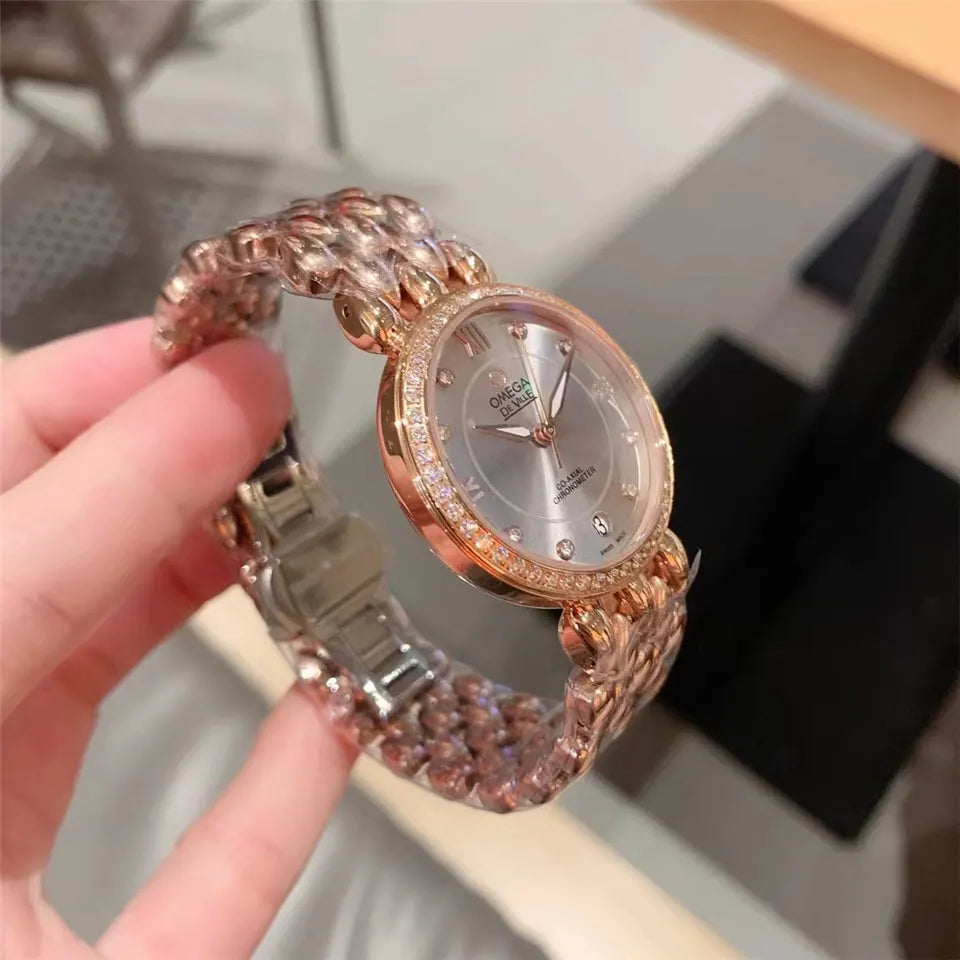 de Omega Rose Gold Diamond Bezel - Hình 8