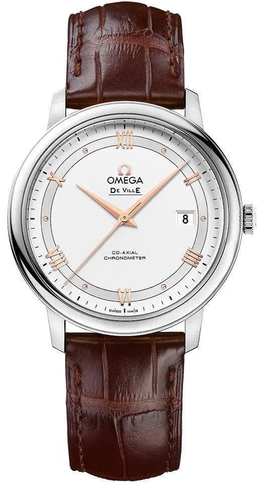 Omega White Dial Brown Leather de