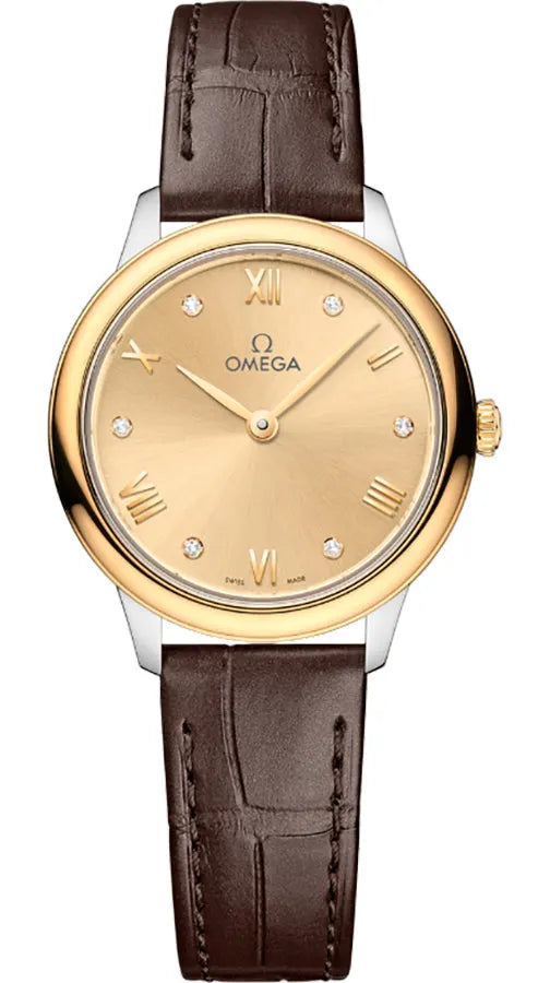 Omega Gold Dial Brown Leather de
