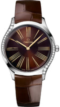 Omega Brown Diamond Leather Watch