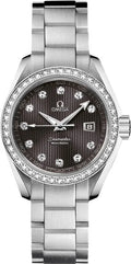 Omega Seamaster Diamond Bezel Grey Dial Steel