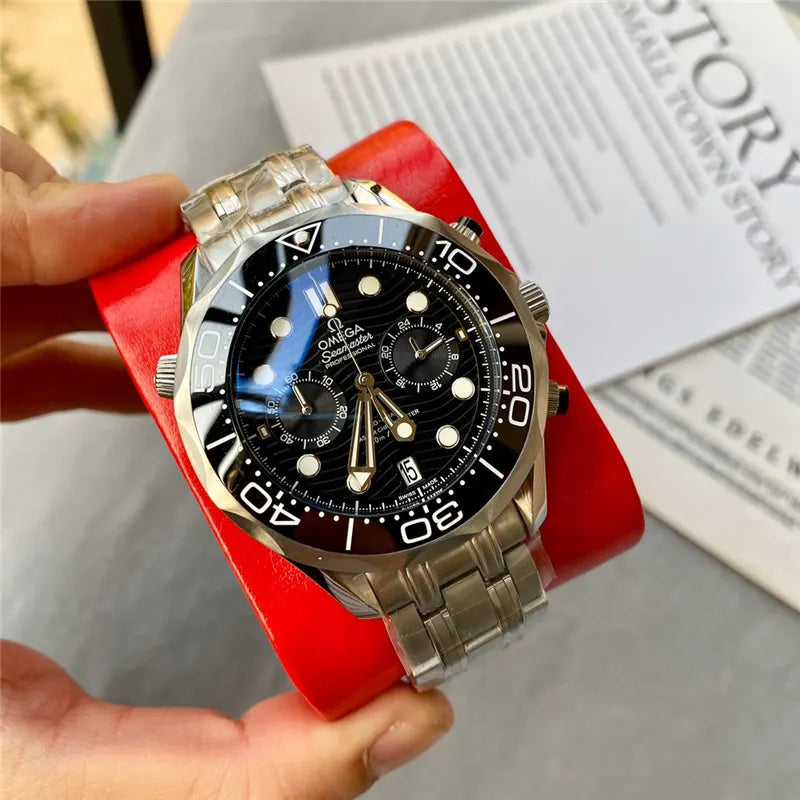 Omega Black Dial Chronograph Steel