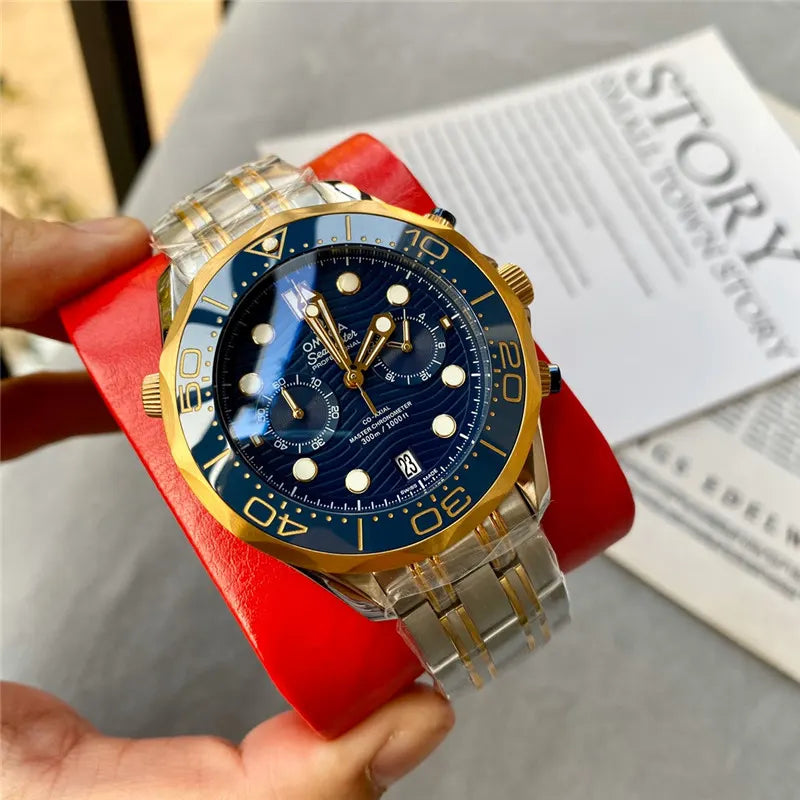 Omega Two-Tone Blue Chronograph
