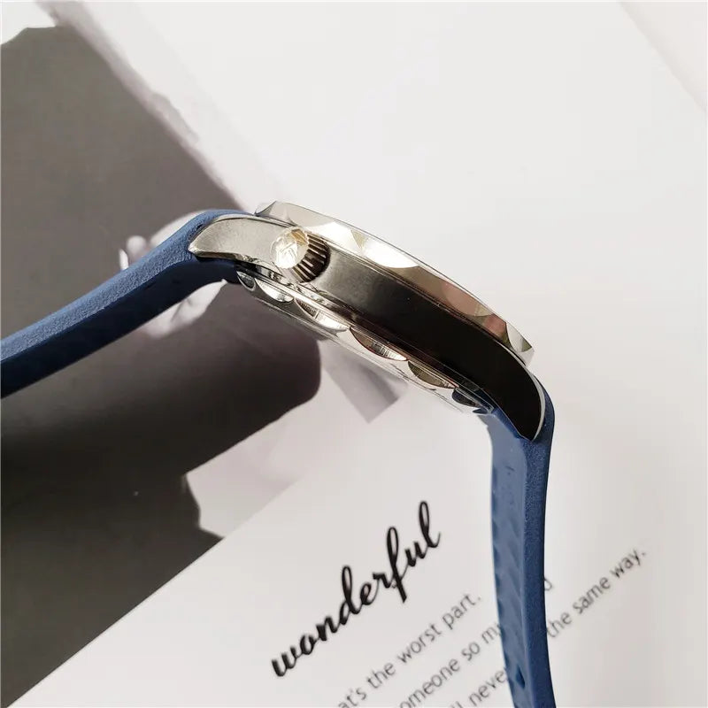 Omega Blue Rubber Watch - Hình 4