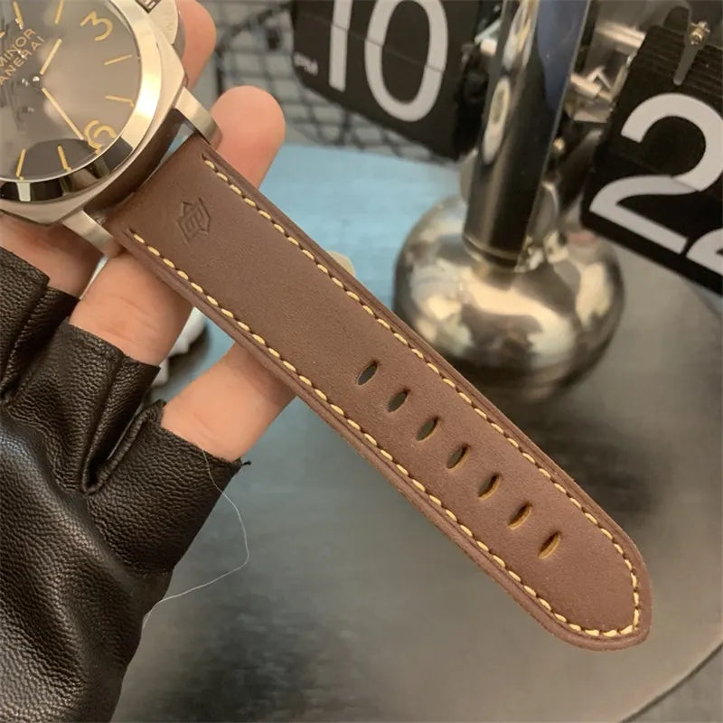 luminor brown Panerai Black Dial Leather - Hình 4