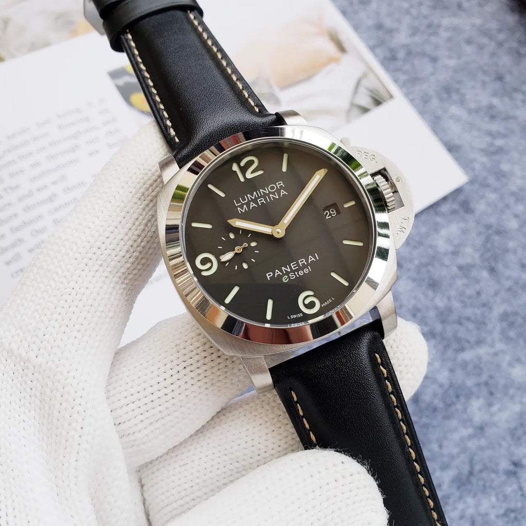 Panerai eSteel Black Leather - Hình 4