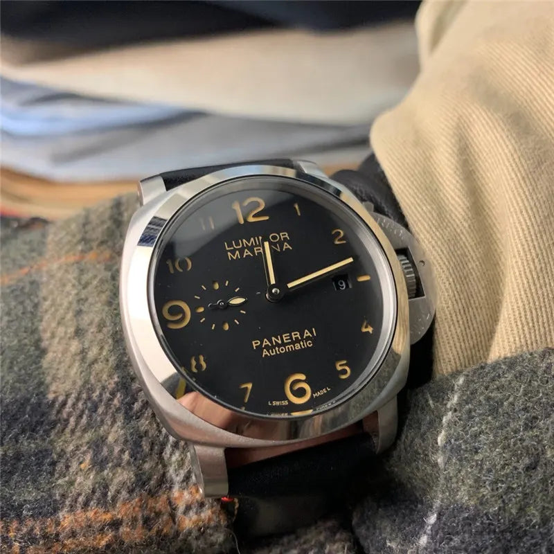 Panerai Black Leather Watch - Hình 8