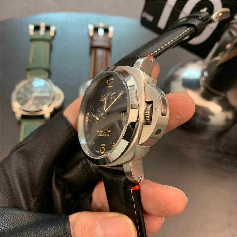 Panerai Black Leather Watch - Hình 4
