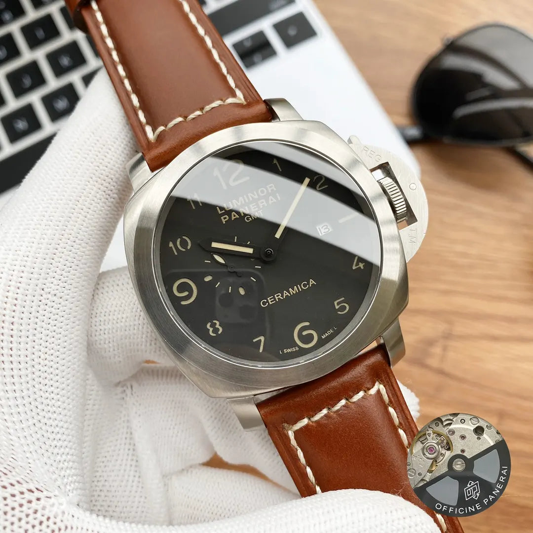 Panerai Brown Leather Black Dial - Hình 3
