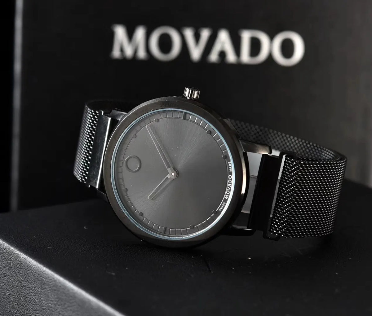 Movado Black Mesh Watch - Hình 2