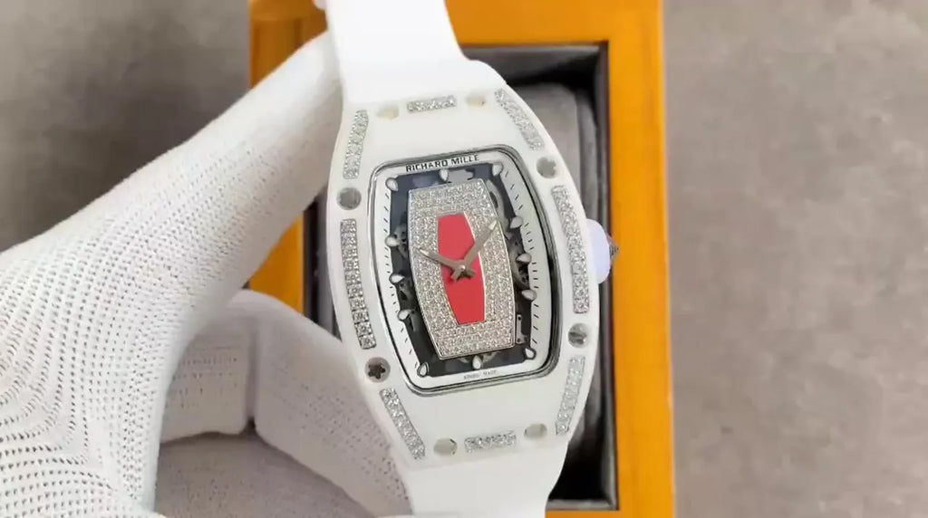 Diamond White Rubber Watch - Hình 2