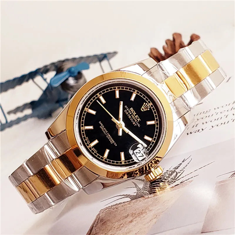 datejust oyster Rolex Two-Tone Black Dial - Hình 4