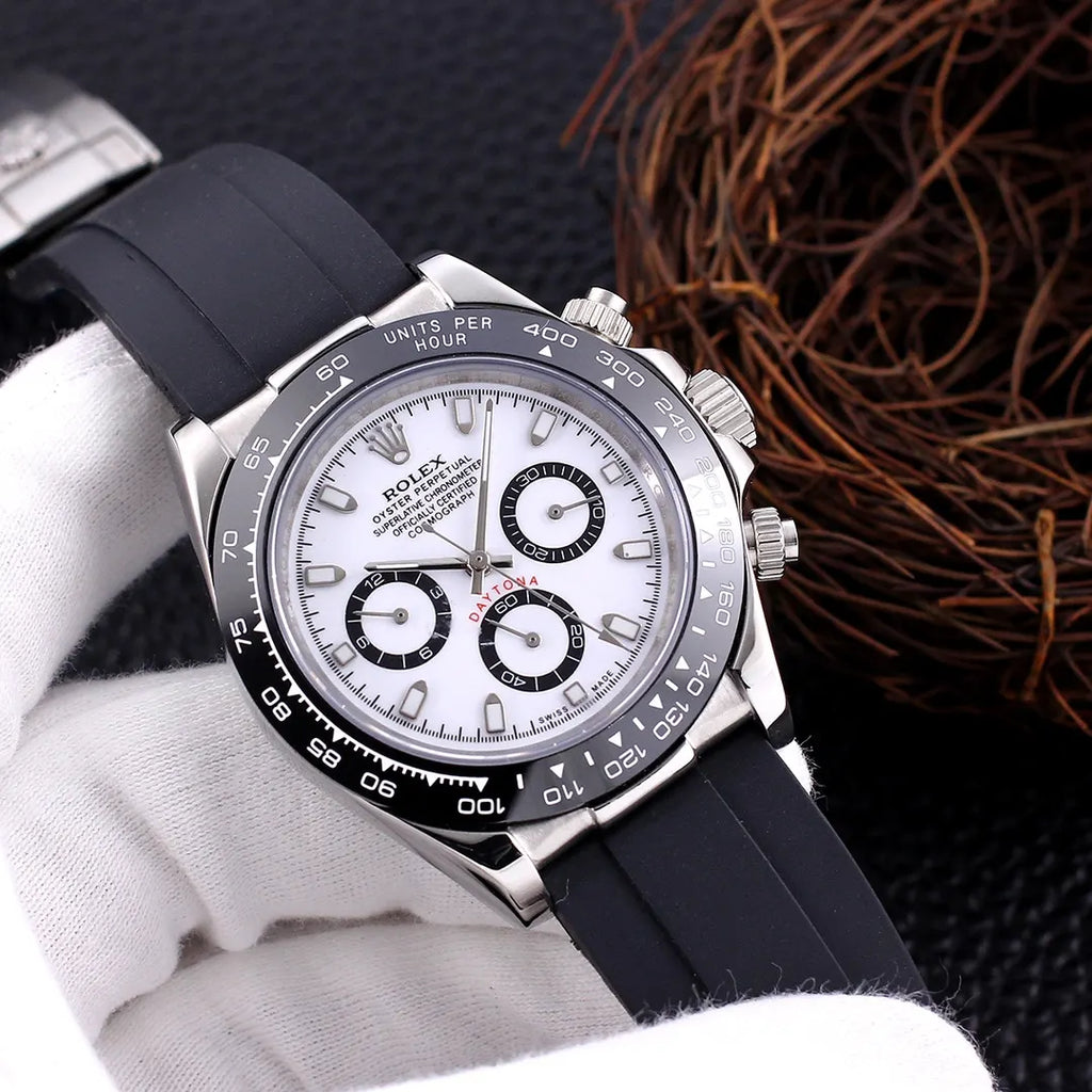 Rolex Daytona White Dial Black Rubber - Hình 2