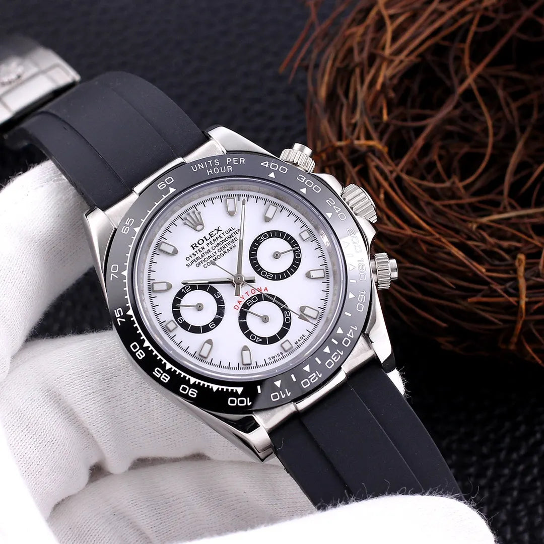 Rolex Daytona White Dial Black Rubber - Hình 2