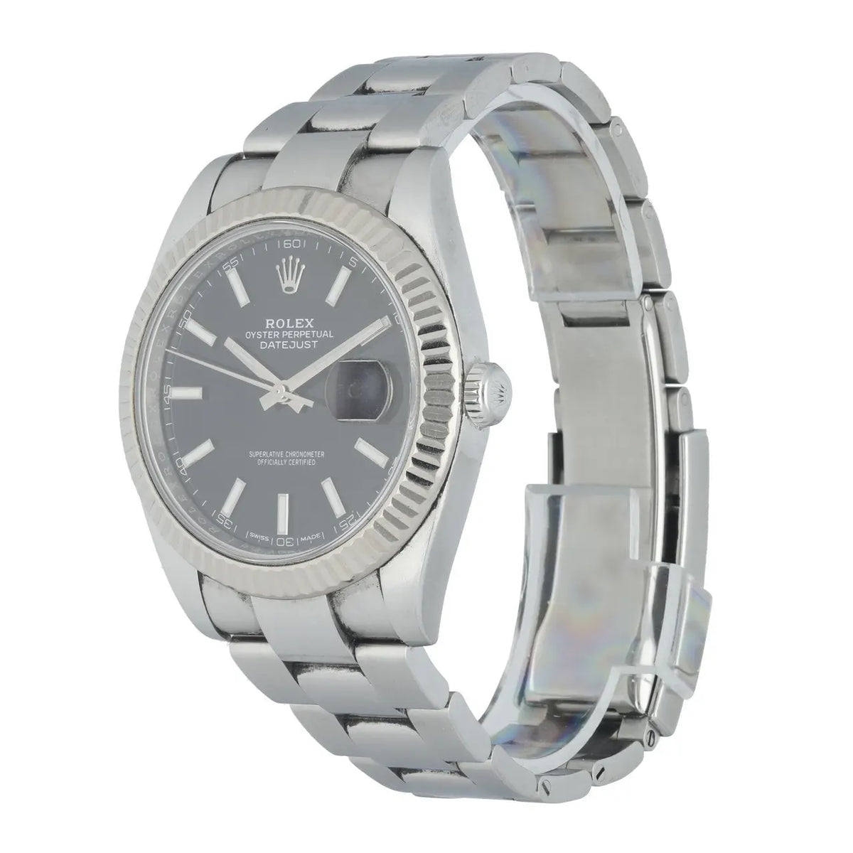 bezel Rolex Datejust Black Dial Fluted