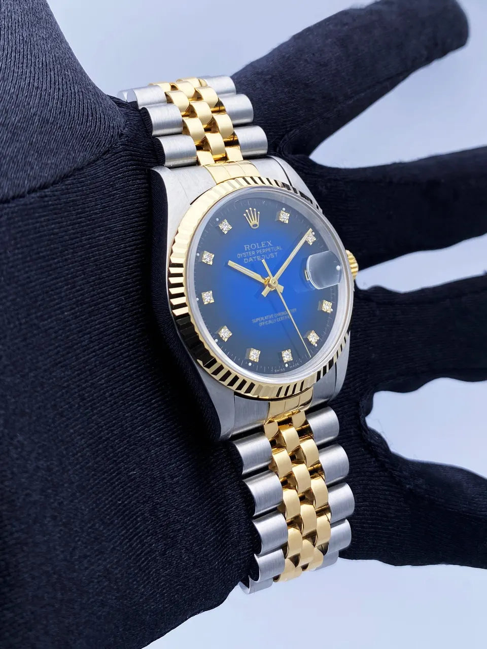 Rolex Blue Diamond Datejust Two-Tone - Hình 3