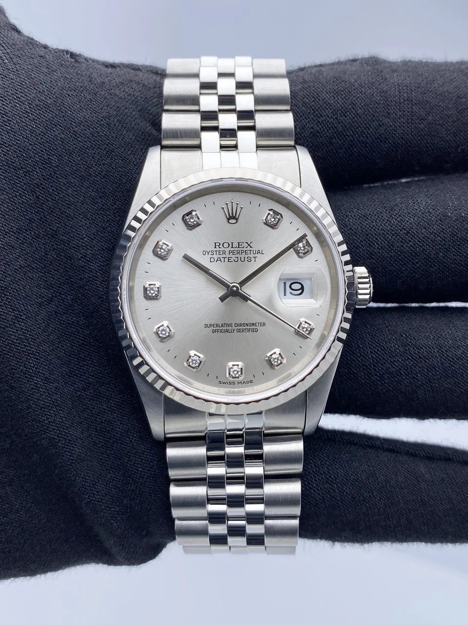 dial Rolex Steel Diamond Silver Datejust - Hình 2