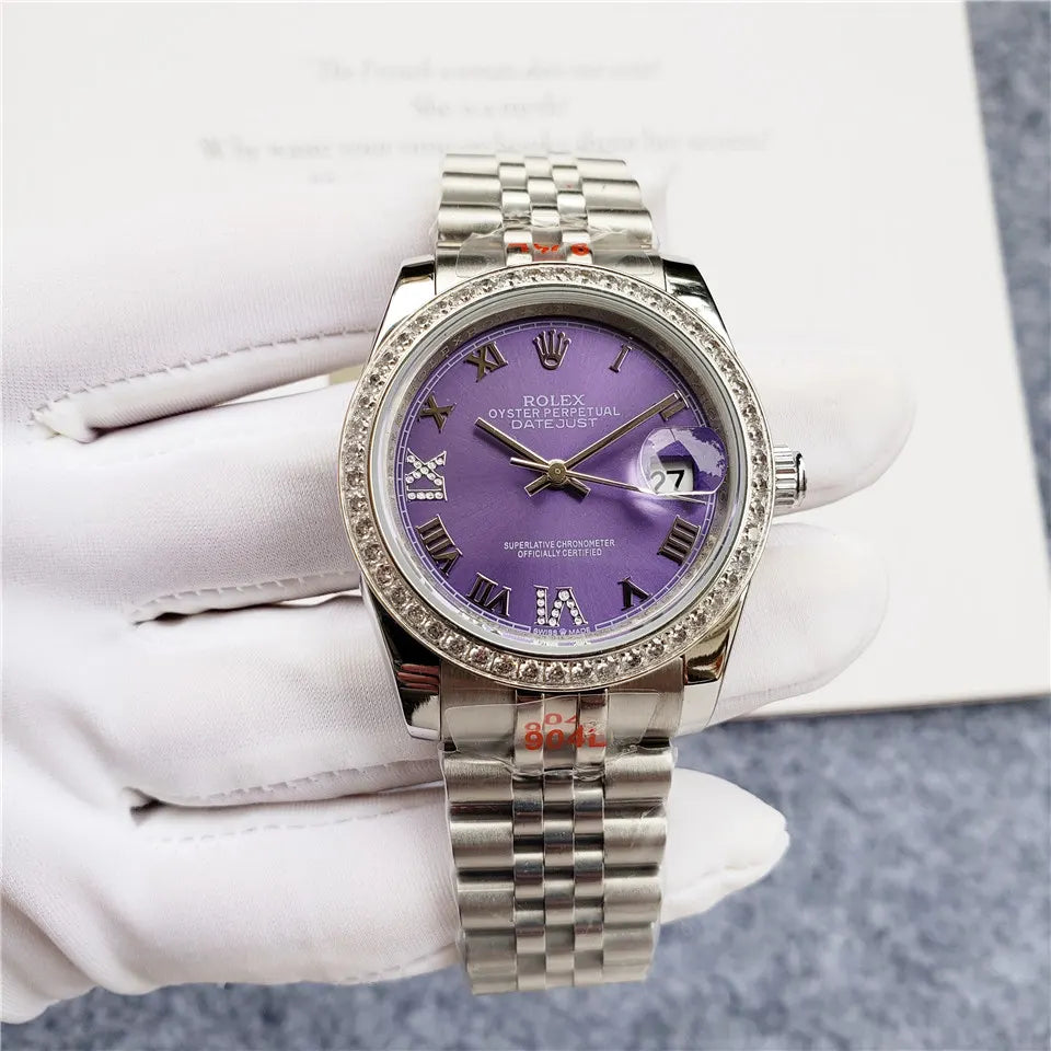 Rolex Purple Dial Diamond Bezel - Hình 8