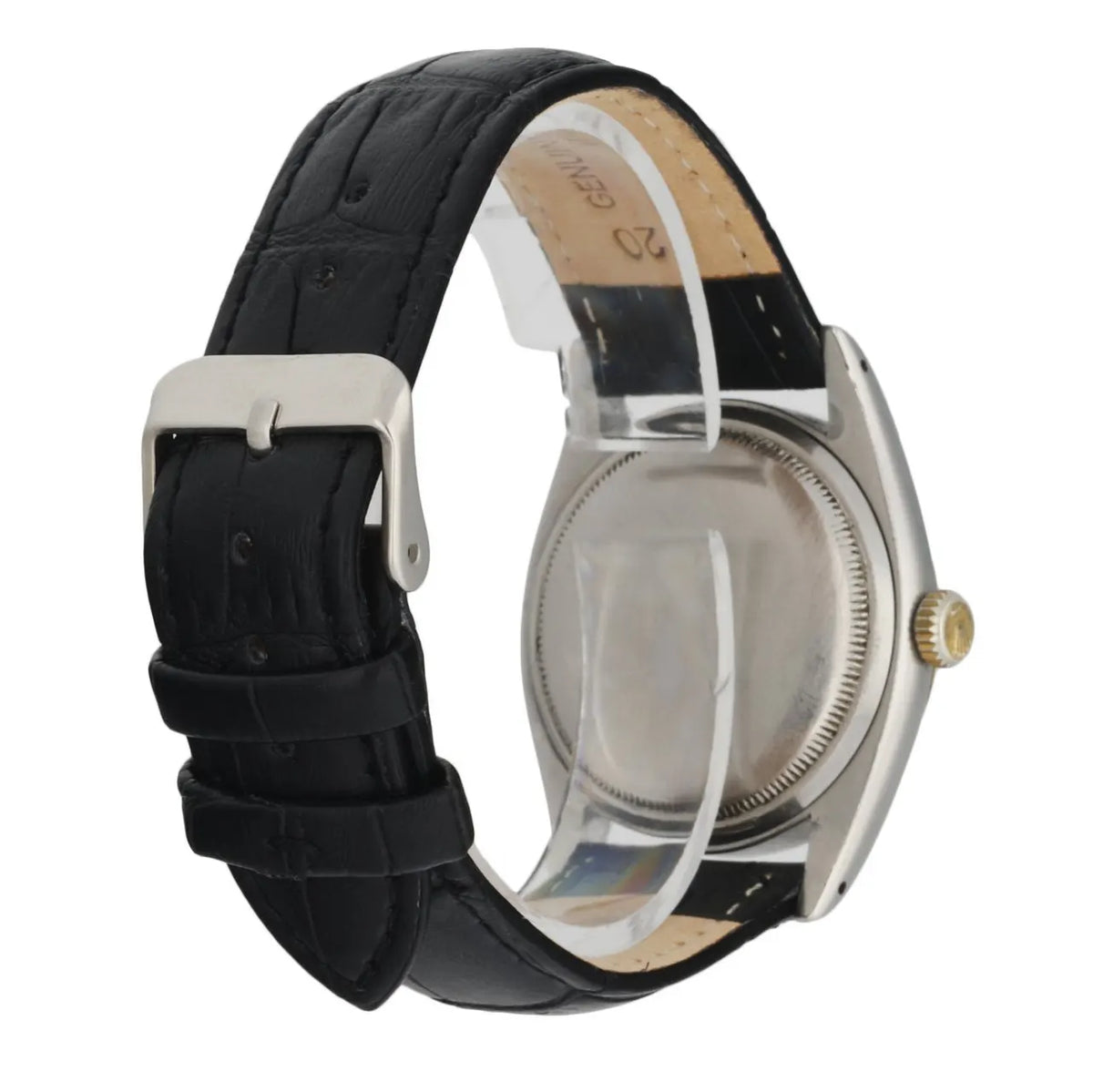 Rolex Silver Dial Leather Watch - Hình 4