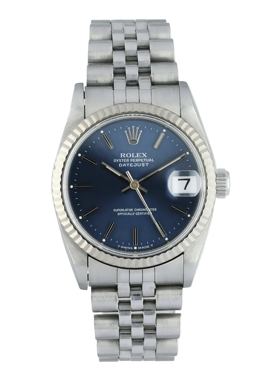 fluted bezel Rolex Datejust Blue Dial Steel - Hình 2