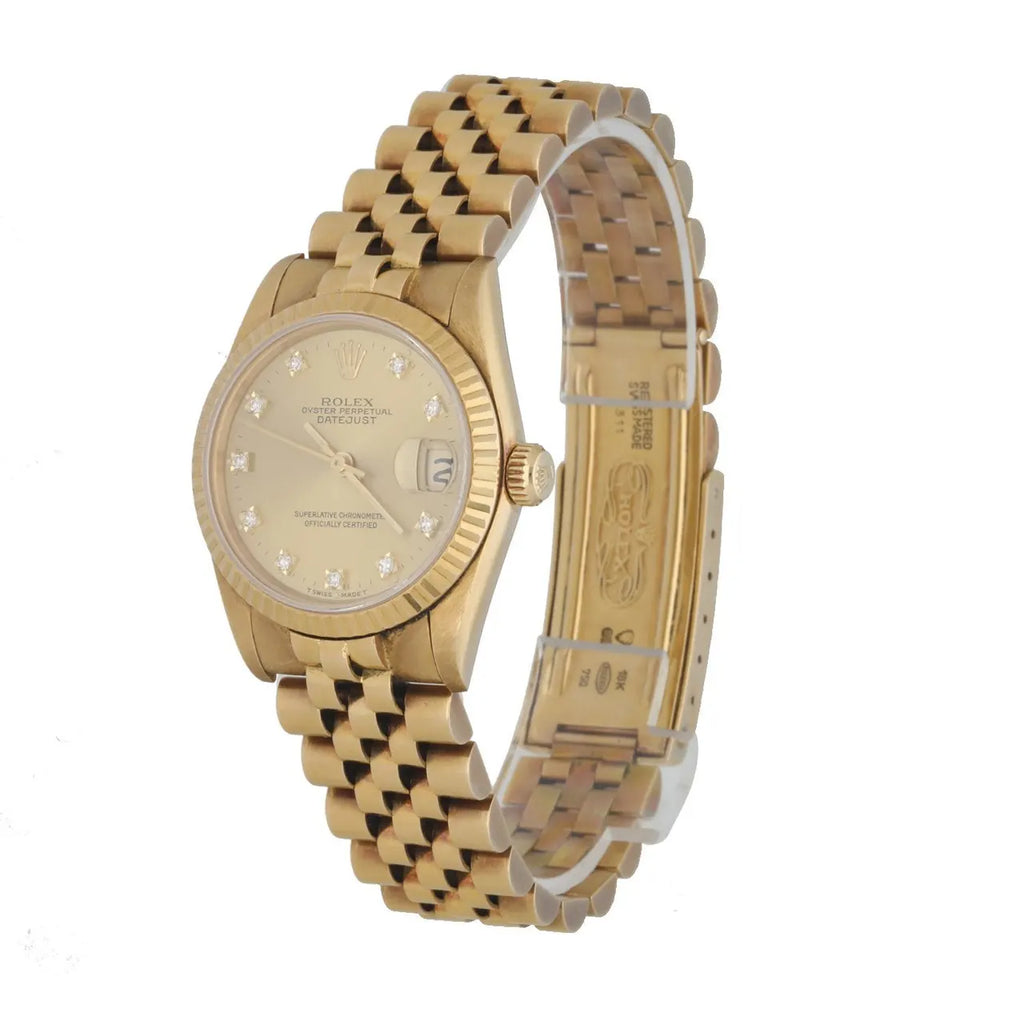 datejust Rolex Gold Champagne Diamond Ladies - Hình 2