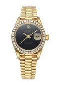 Rolex Gold Diamond Ladies Black