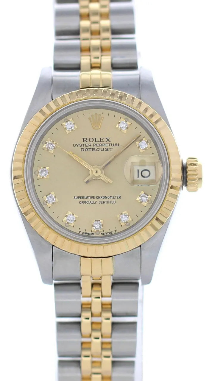 datejust ladies Rolex Gold Champagne Diamond - Hình 3