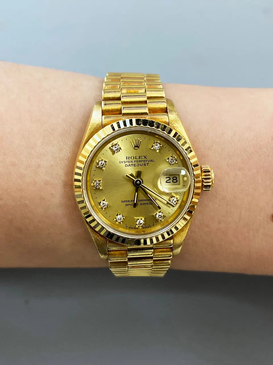 Rolex Gold Diamond Champagne datejust - Hình 8