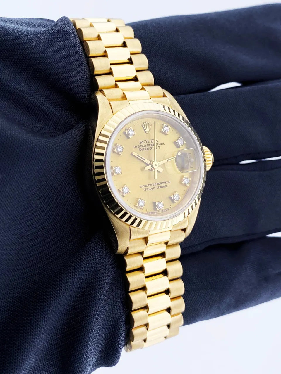 champagne Rolex Gold Datejust Diamond - Hình 4