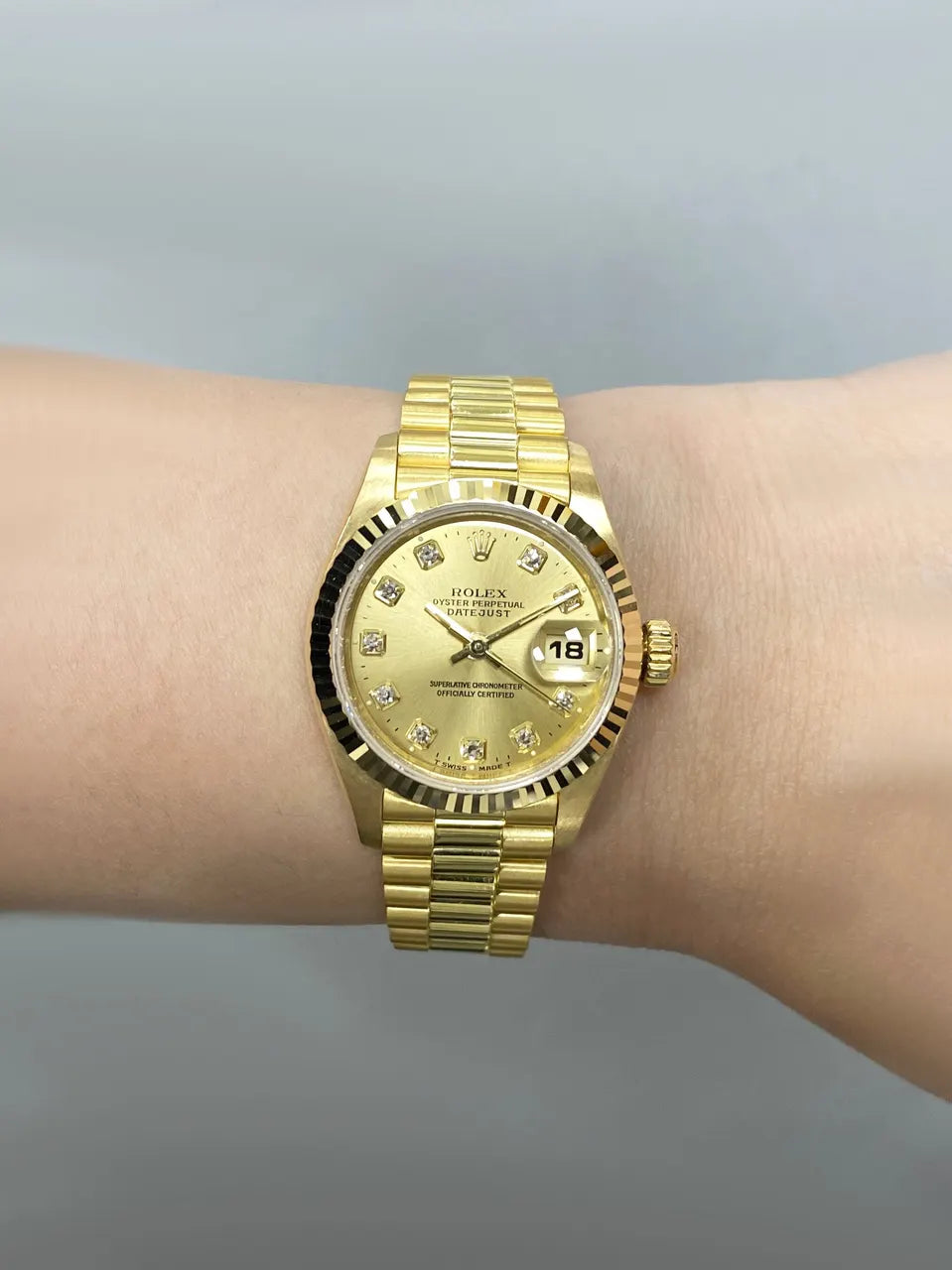 dial fluted Rolex Gold Diamond Datejust - Hình 9