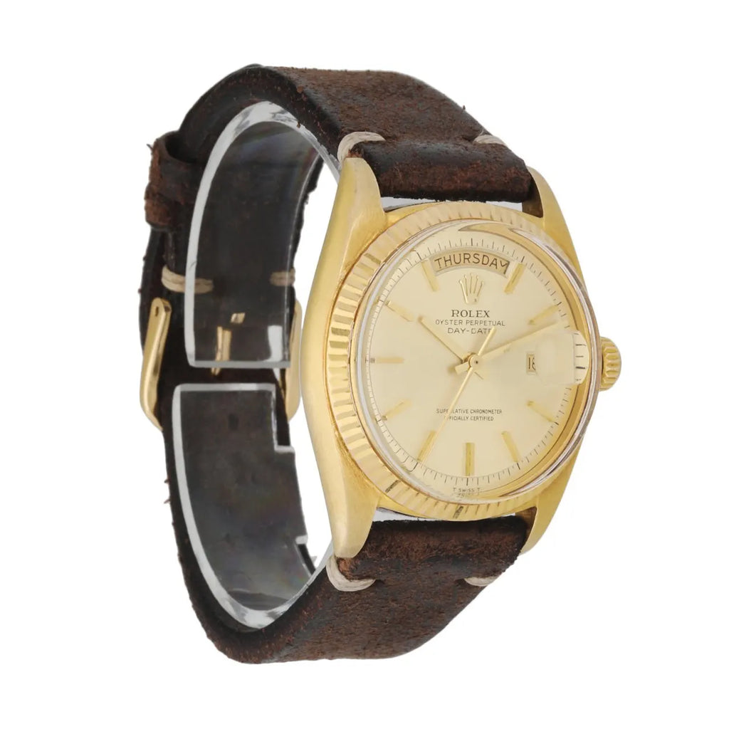 Rolex Day-Date Gold Brown Leather - Hình 3