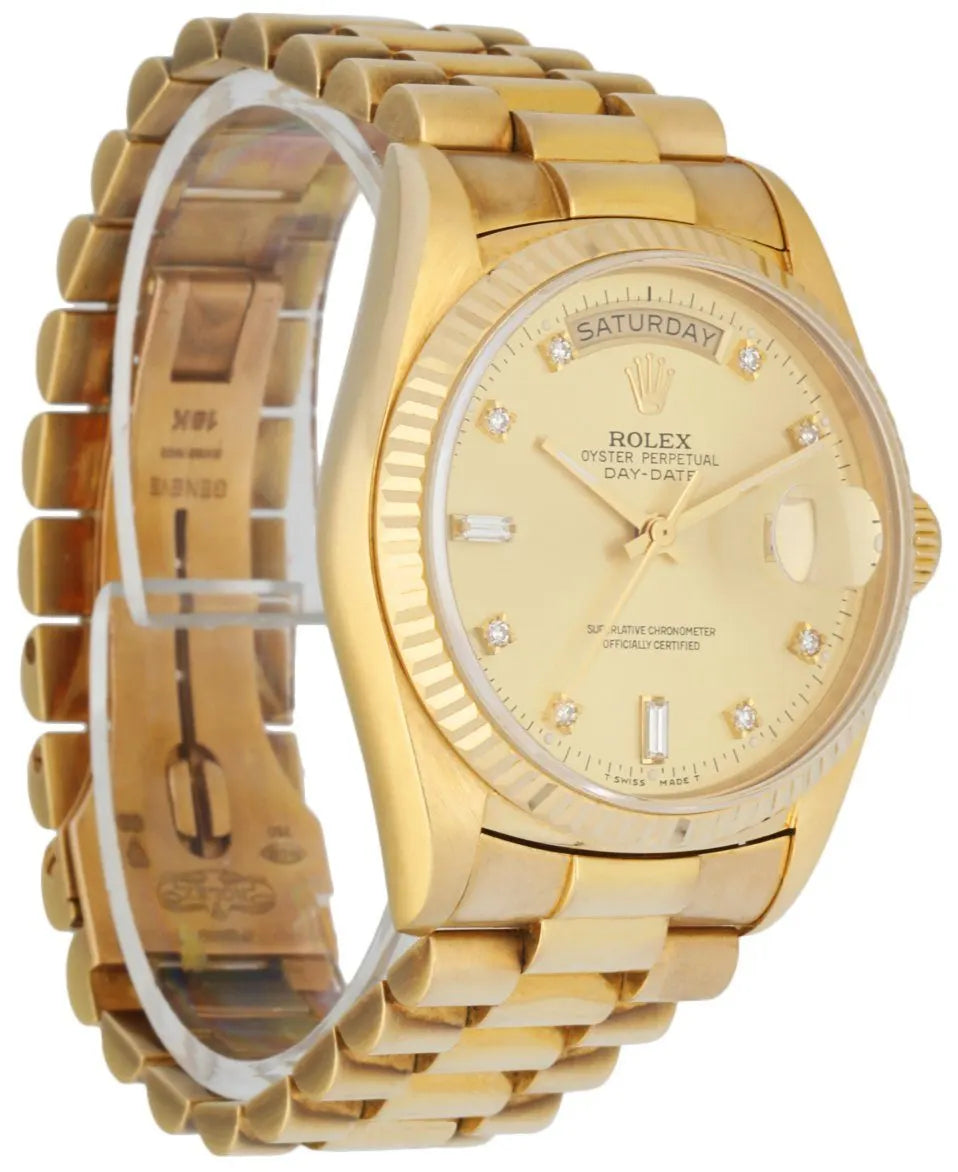 day Rolex Gold Champagne Diamond - Hình 3