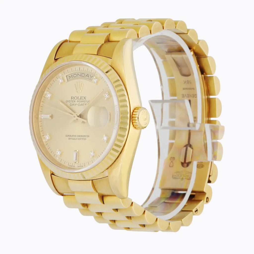 day Rolex Gold Diamond Champagne Dial - Hình 2